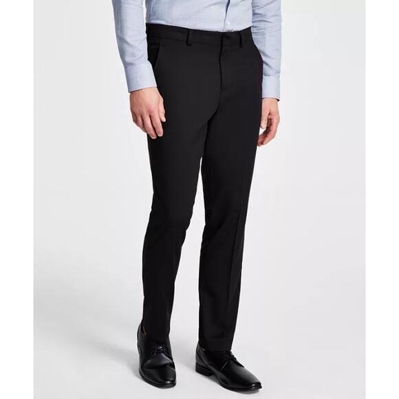 Kenneth Cole Reaction Men's Black Techni-Cole Slim Fit Dress Pants Size 36W 32L